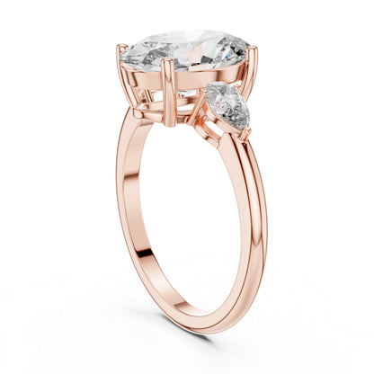 Oval & Pear Lab-Grown Diamond Bridal Stud Ring in 14K White Gold – Pure Carat