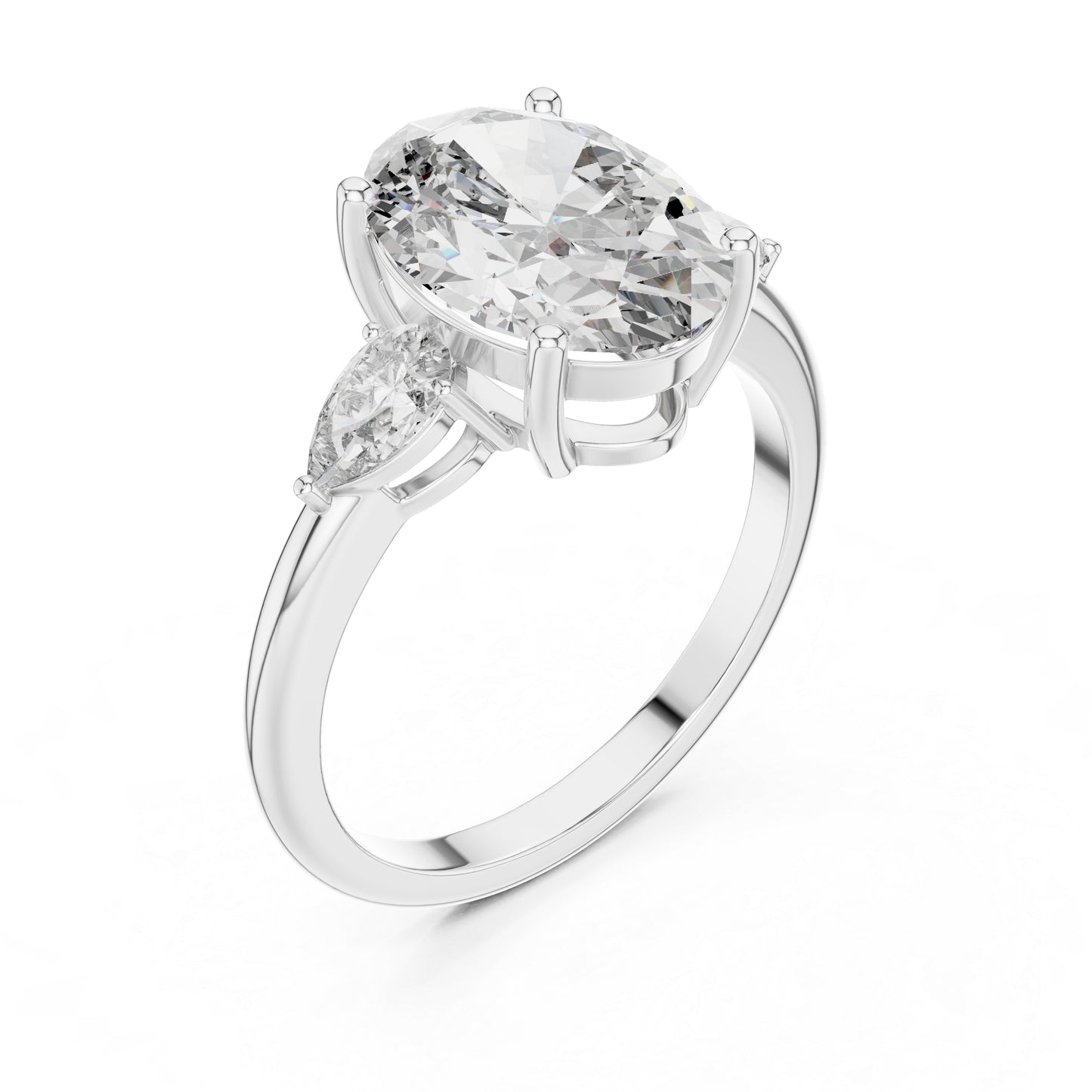 Oval & Pear Lab-Grown Diamond Bridal Stud Ring in 14K White Gold – Pure Carat