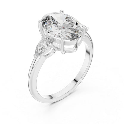 Oval & Pear Lab-Grown Diamond Bridal Stud Ring in 14K White Gold – Pure Carat