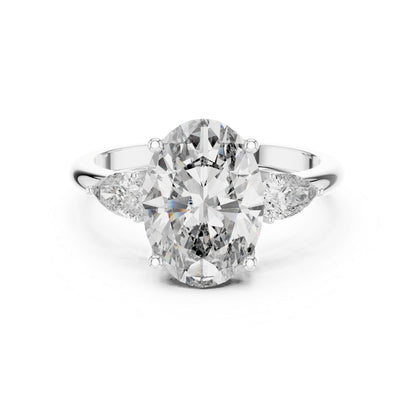 Oval & Pear Lab-Grown Diamond Bridal Stud Ring in 14K White Gold – Pure Carat