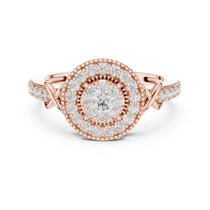 18K Rose Gold Round Lab-Grown Diamond Everyday Wear Ring for Women | Pure Carat