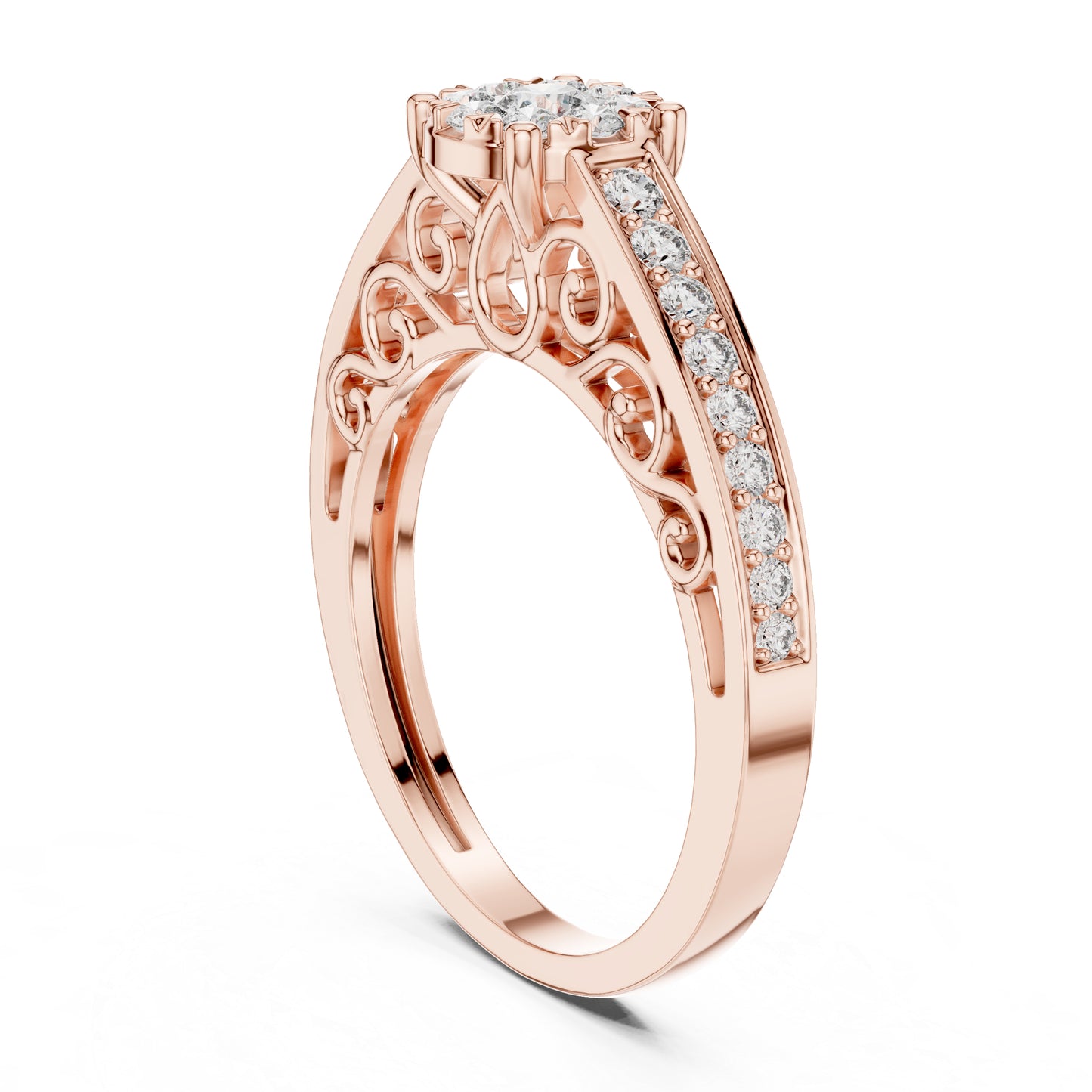 18K Rose Gold Round Lab-Grown Diamond Engagement Ring for Women | Pure Carat