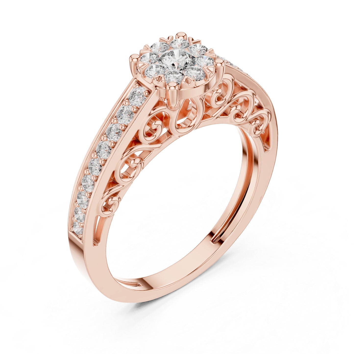 18K Rose Gold Round Lab-Grown Diamond Engagement Ring for Women | Pure Carat