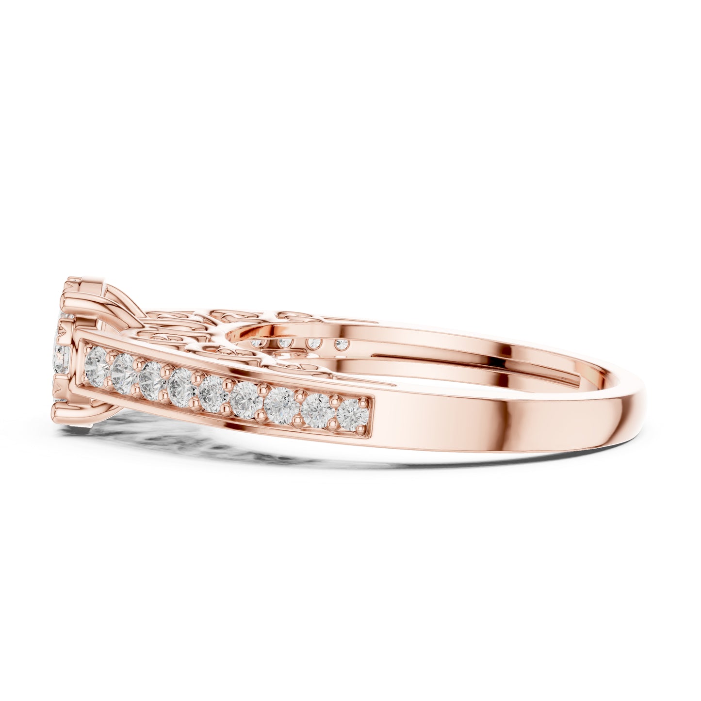 18K Rose Gold Round Lab-Grown Diamond Engagement Ring for Women | Pure Carat
