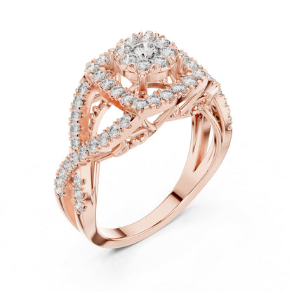 18K Rose Gold Round Lab-Grown Diamond Everyday Wear Ring for Women | Pure Carat