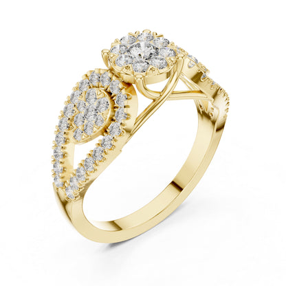 18K Yellow Gold Round Lab-Grown Diamond Everyday Wear Ring for Women | Pure Carat