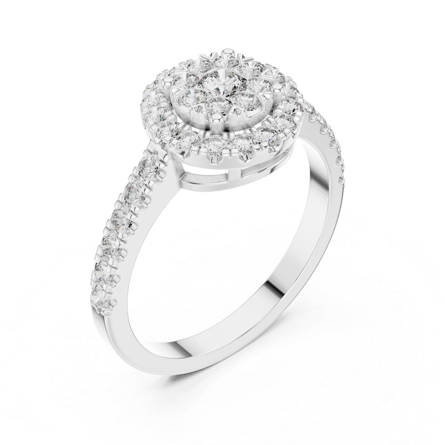 18K White Gold Round Lab-Grown Diamond Engagement Ring for Women | Pure Carat