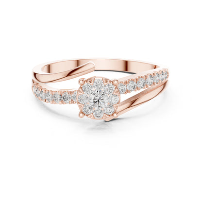 18K Rose Gold Round Lab-Grown Diamond Everyday Wear Ring for Women | Pure Carat