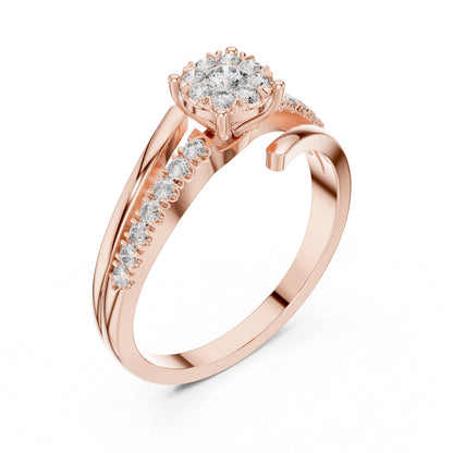 18K Rose Gold Round Lab-Grown Diamond Everyday Wear Ring for Women | Pure Carat