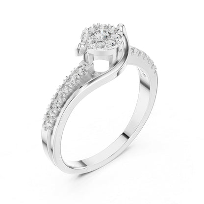 18K White Gold Round Lab-Grown Diamond Anniversary Gift Ring for Women | Pure Carat
