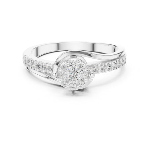 18K White Gold Round Lab-Grown Diamond Anniversary Gift Ring for Women | Pure Carat