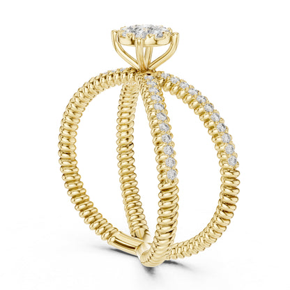 18K Yellow Gold Round Lab-Grown Diamond Everyday Wear Ring for Women | Pure Carat