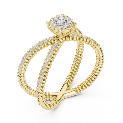 18K Yellow Gold Round Lab-Grown Diamond Everyday Wear Ring for Women | Pure Carat