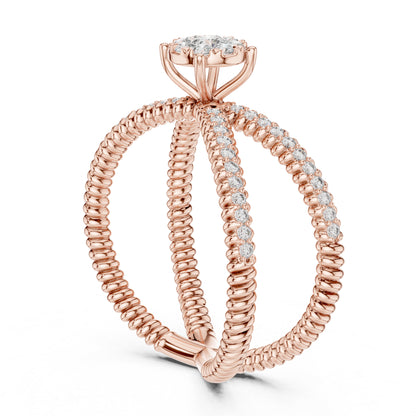 18K Yellow Gold Round Lab-Grown Diamond Everyday Wear Ring for Women | Pure Carat