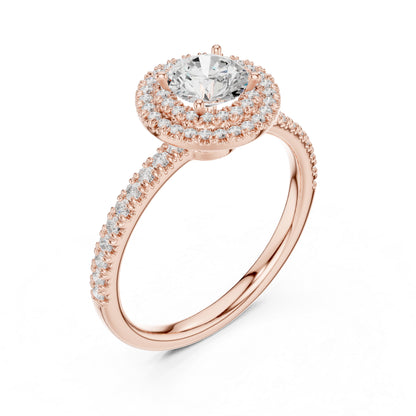 18K Rose Gold Round Lab-Grown Diamond Party Wear Ring for Women | Pure Carat