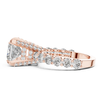 Princess & Round Lab-Grown Diamond Ring in 14K Rose Gold – Pure Carat