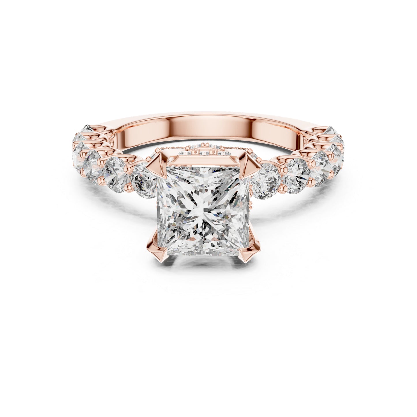 Princess & Round Lab-Grown Diamond Ring in 14K Rose Gold – Pure Carat