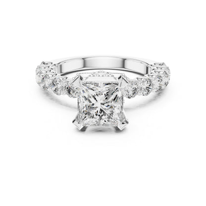 Princess & Round Lab-Grown Diamond Ring in 14K Rose Gold – Pure Carat