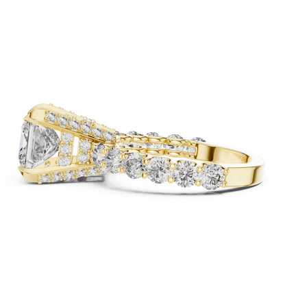 Princess & Round Lab-Grown Diamond Ring in 14K Rose Gold – Pure Carat
