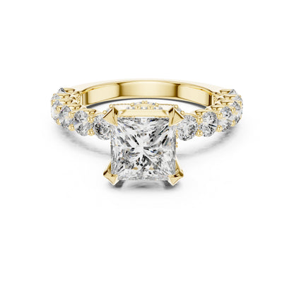 Princess & Round Lab-Grown Diamond Ring in 14K Rose Gold – Pure Carat