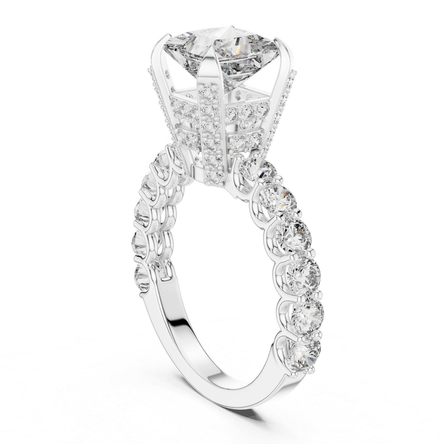 Princess & Round Lab-Grown Diamond Ring in 14K Rose Gold – Pure Carat