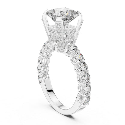 Princess & Round Lab-Grown Diamond Ring in 14K Rose Gold – Pure Carat