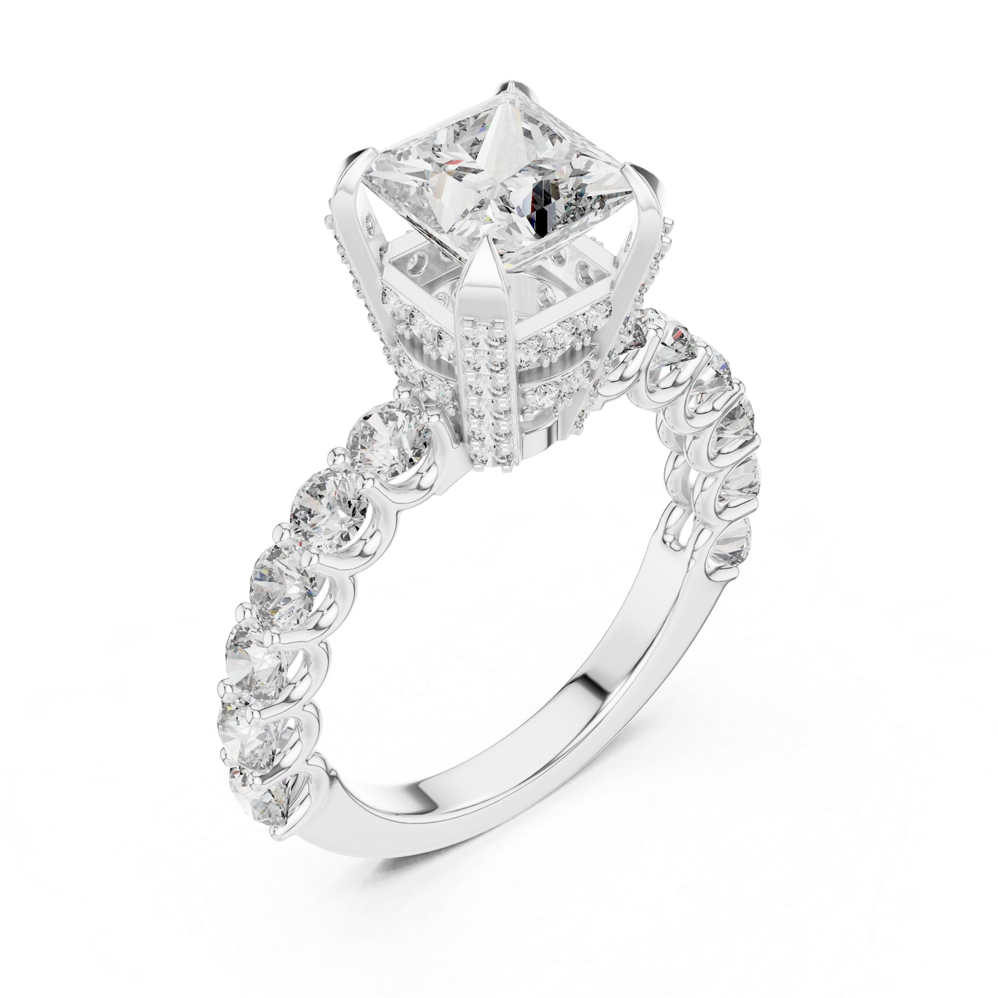 Princess & Round Lab-Grown Diamond Ring in 14K Rose Gold – Pure Carat