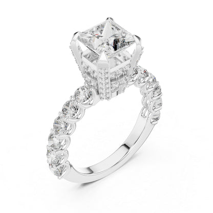 Princess & Round Lab-Grown Diamond Ring in 14K Rose Gold – Pure Carat