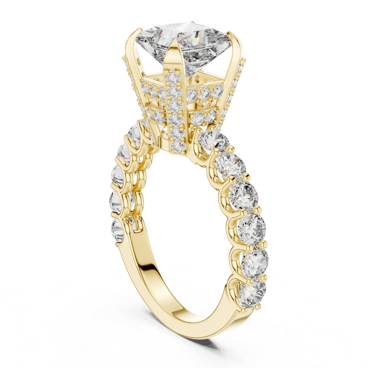 Princess & Round Lab-Grown Diamond Ring in 14K Rose Gold – Pure Carat
