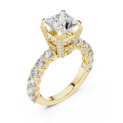 Princess & Round Lab-Grown Diamond Ring in 14K Rose Gold – Pure Carat