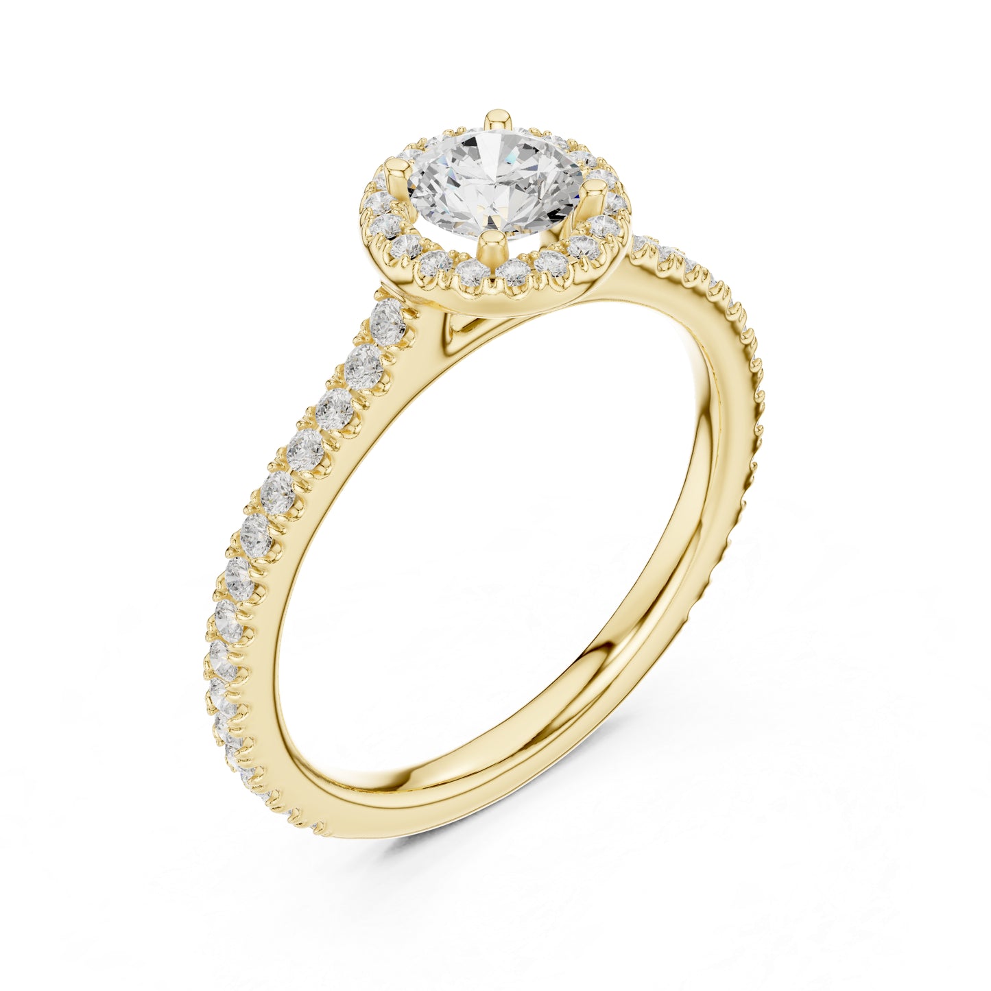 14K Yellow Gold Round Lab-Grown Diamond Bridal Drop Ring for Women | Pure Carat