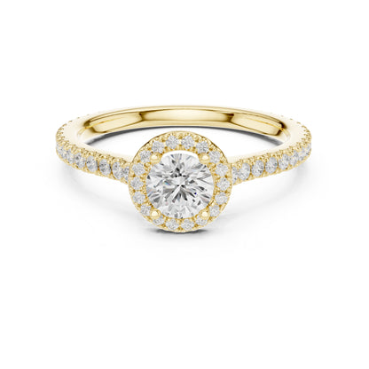 14K Yellow Gold Round Lab-Grown Diamond Bridal Drop Ring for Women | Pure Carat