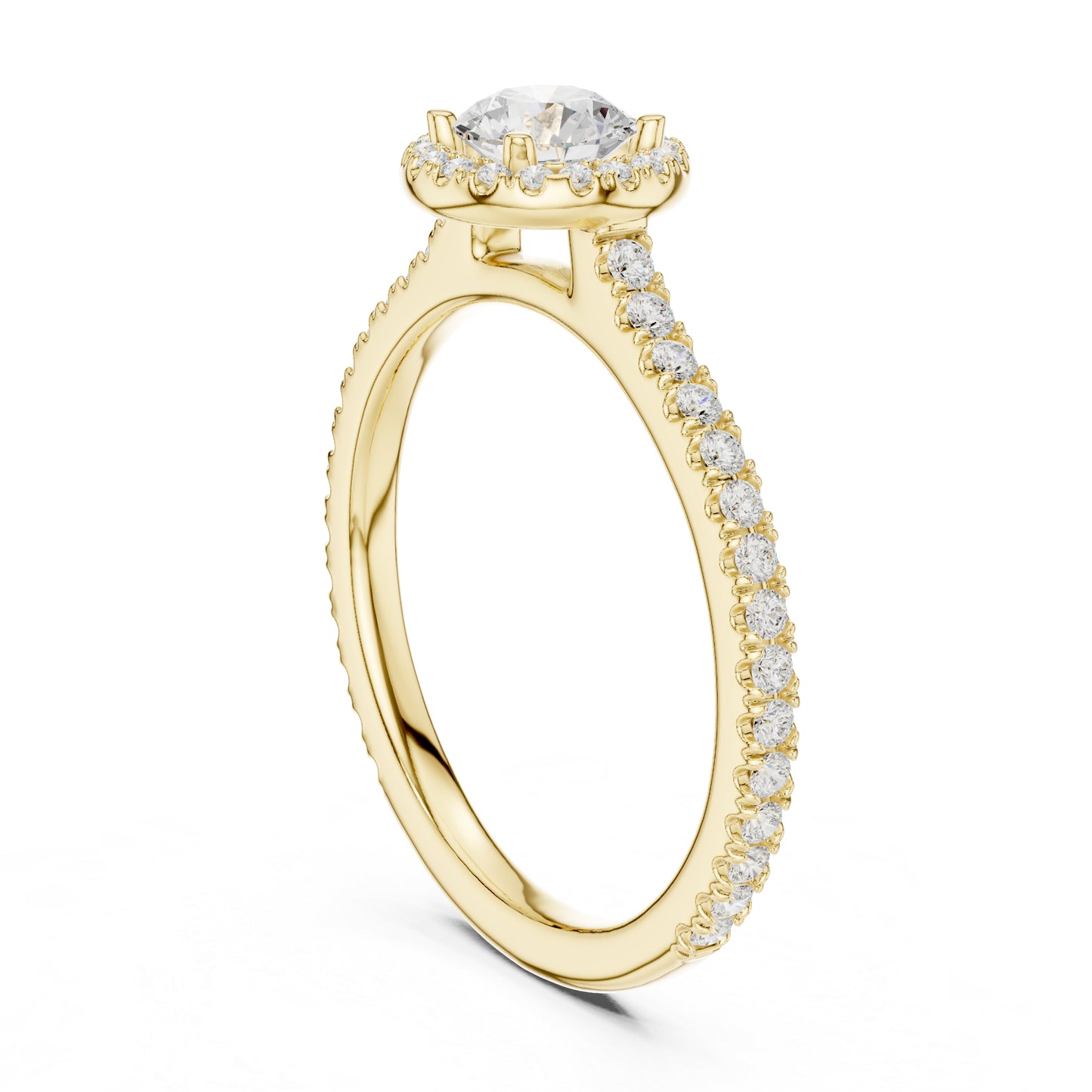 14K Yellow Gold Round Lab-Grown Diamond Bridal Drop Ring for Women | Pure Carat