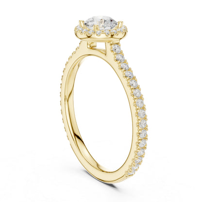 14K Yellow Gold Round Lab-Grown Diamond Bridal Drop Ring for Women | Pure Carat