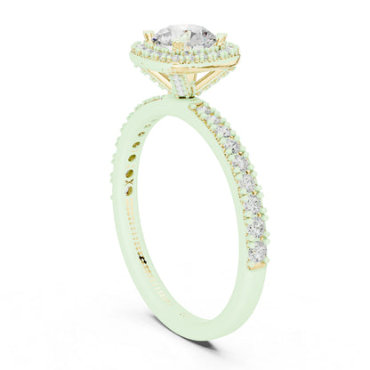 14K Yellow Gold Round Lab-Grown Diamond Bridal Drop Ring for Women | Pure Carat