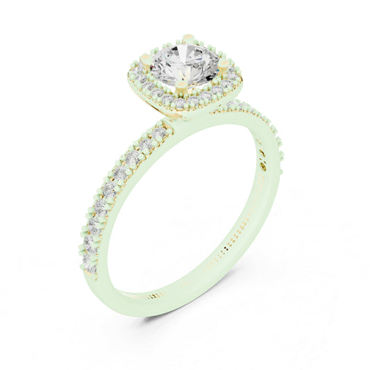 14K Yellow Gold Round Lab-Grown Diamond Bridal Drop Ring for Women | Pure Carat