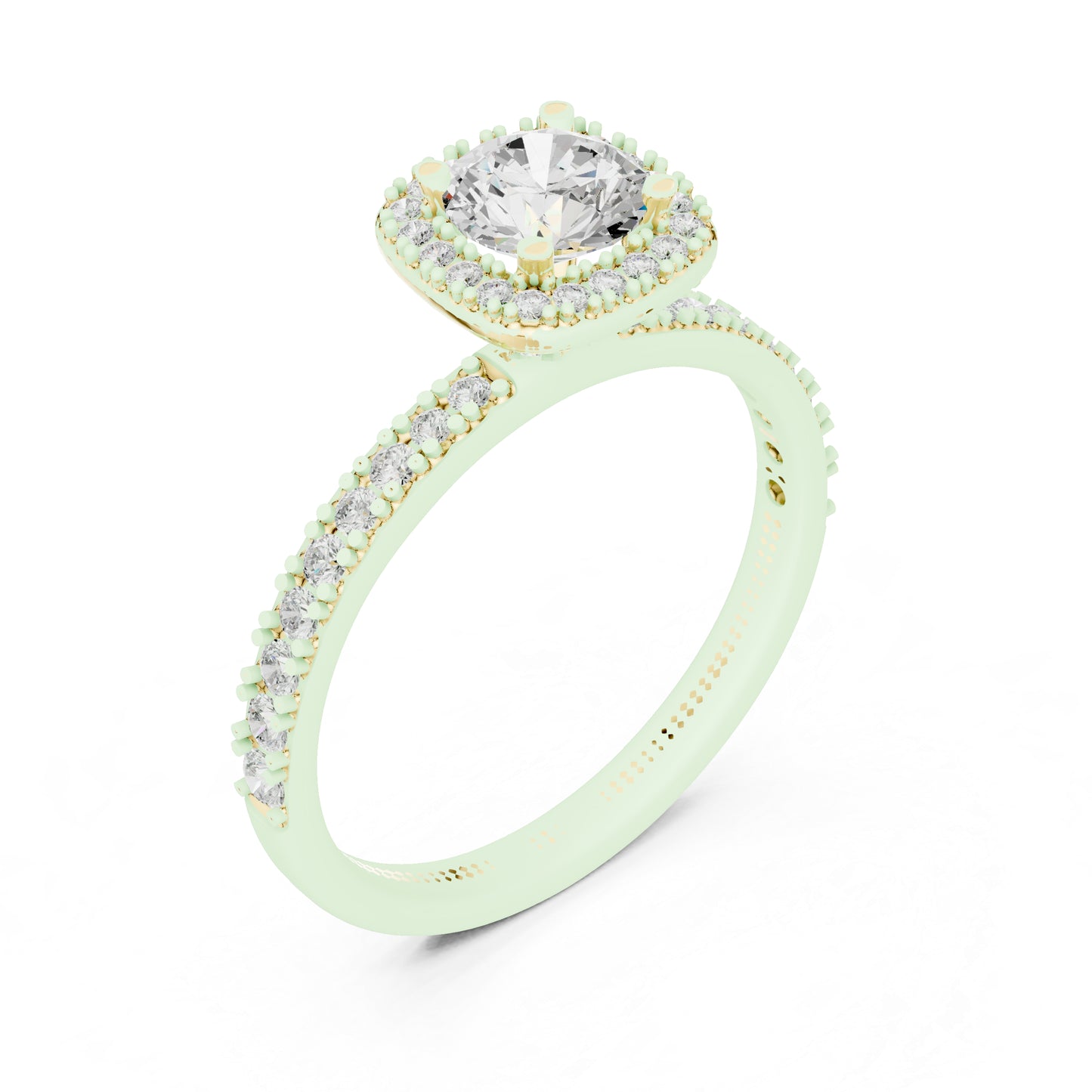 14K Yellow Gold Round Lab-Grown Diamond Bridal Drop Ring for Women | Pure Carat