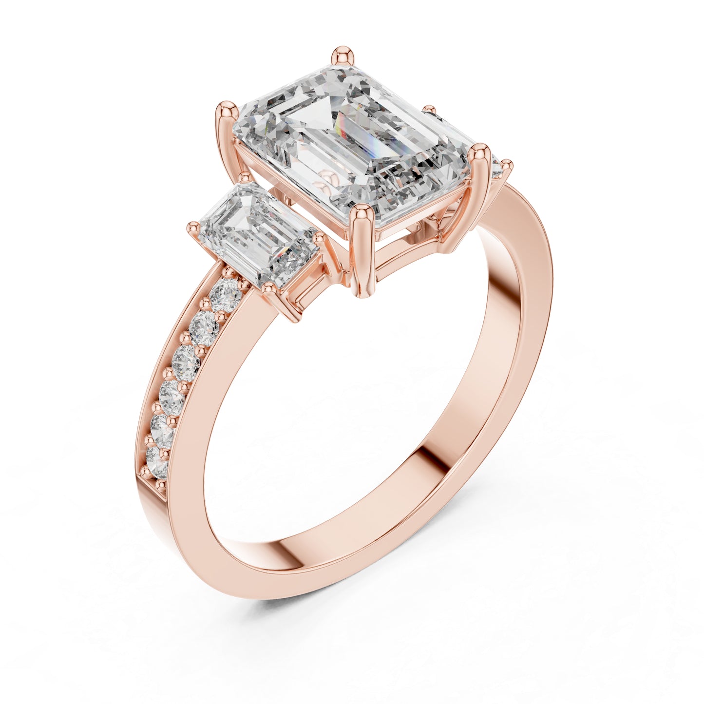 14K Yellow Gold Emerald & Round Lab-Grown Diamond Ring for Women – Pure Carat
