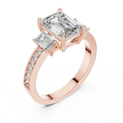 14K Yellow Gold Emerald & Round Lab-Grown Diamond Ring for Women – Pure Carat