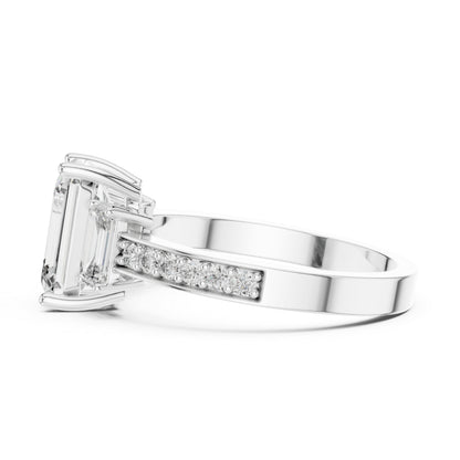 14K Yellow Gold Emerald & Round Lab-Grown Diamond Ring for Women – Pure Carat