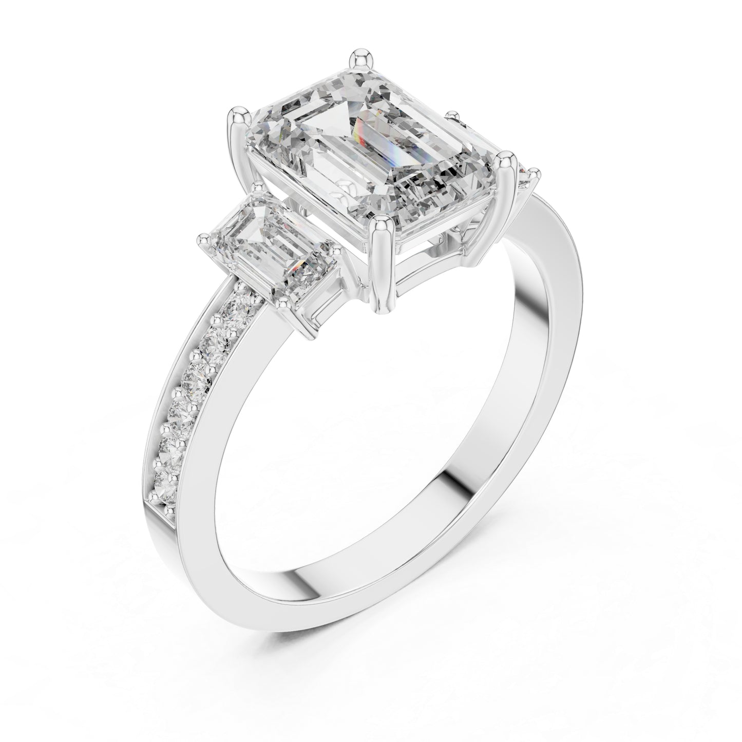 14K Yellow Gold Emerald & Round Lab-Grown Diamond Ring for Women – Pure Carat
