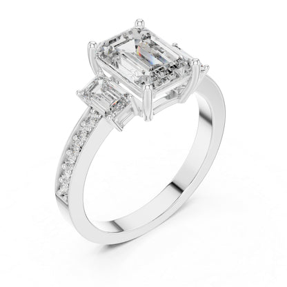 14K Yellow Gold Emerald & Round Lab-Grown Diamond Ring for Women – Pure Carat