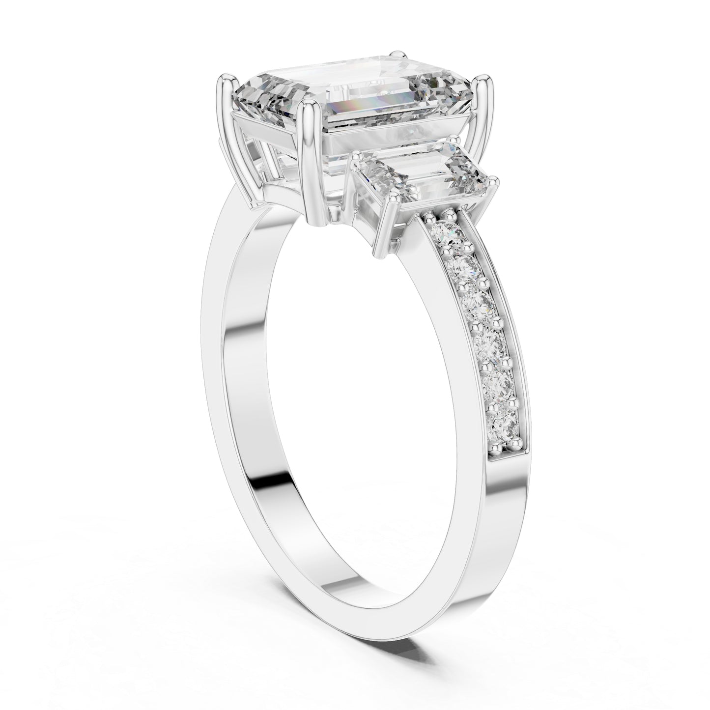 14K Yellow Gold Emerald & Round Lab-Grown Diamond Ring for Women – Pure Carat