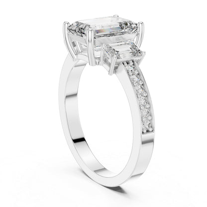 14K Yellow Gold Emerald & Round Lab-Grown Diamond Ring for Women – Pure Carat