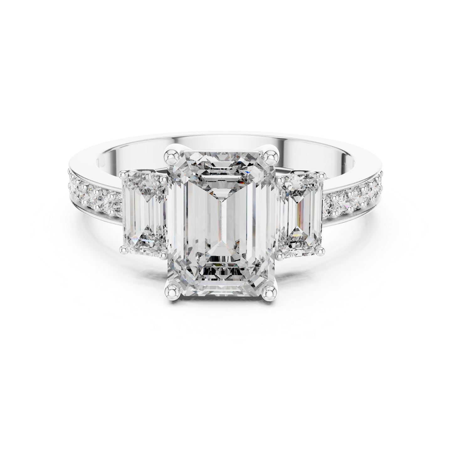 14K Yellow Gold Emerald & Round Lab-Grown Diamond Ring for Women – Pure Carat