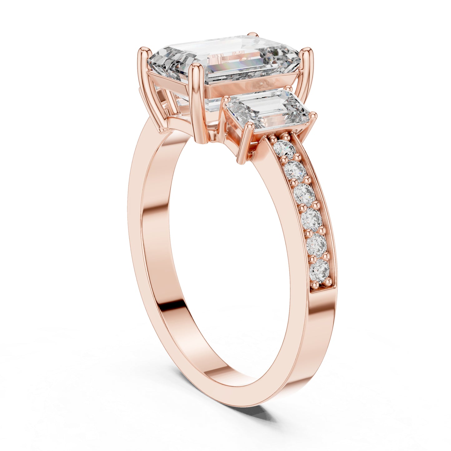 14K Yellow Gold Emerald & Round Lab-Grown Diamond Ring for Women – Pure Carat