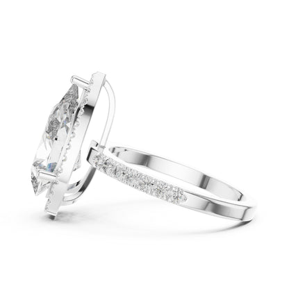 14K Rose Gold Pear & Round Lab-Grown Diamond Stud Ring for Women – Pure Carat