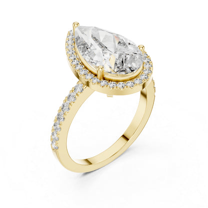 14K Rose Gold Pear & Round Lab-Grown Diamond Stud Ring for Women – Pure Carat