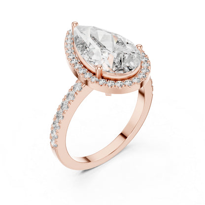 14K Rose Gold Pear & Round Lab-Grown Diamond Stud Ring for Women – Pure Carat