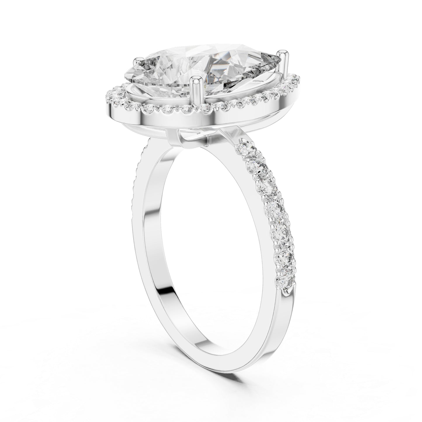 14K Rose Gold Pear & Round Lab-Grown Diamond Stud Ring for Women – Pure Carat